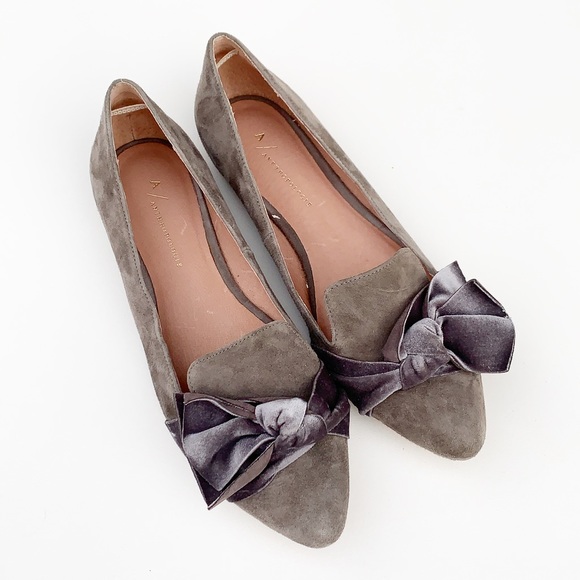 Anthropologie Shoes - Anthropologie Alexandra Bow Tie Flats Suede Velvet